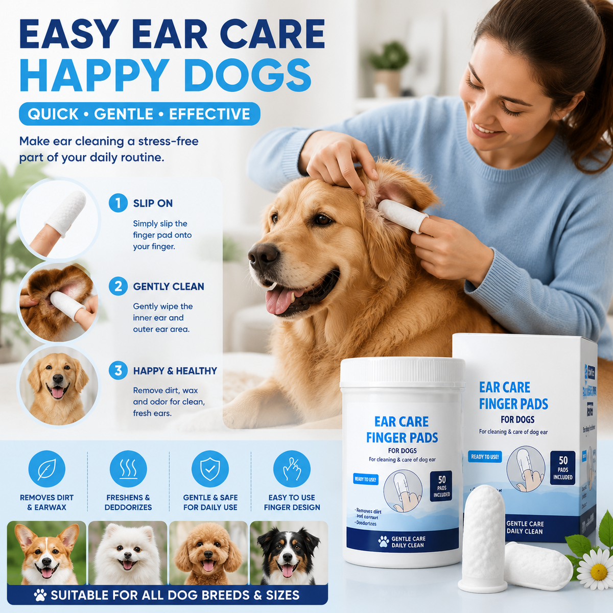 Pet ear cleaning finger cot