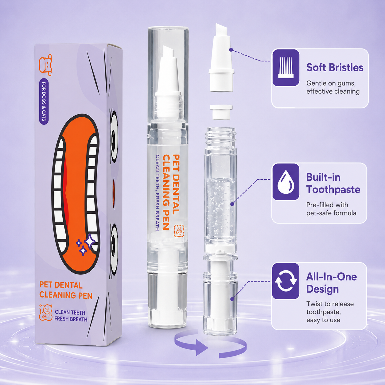 Pet teeth cleaning pen